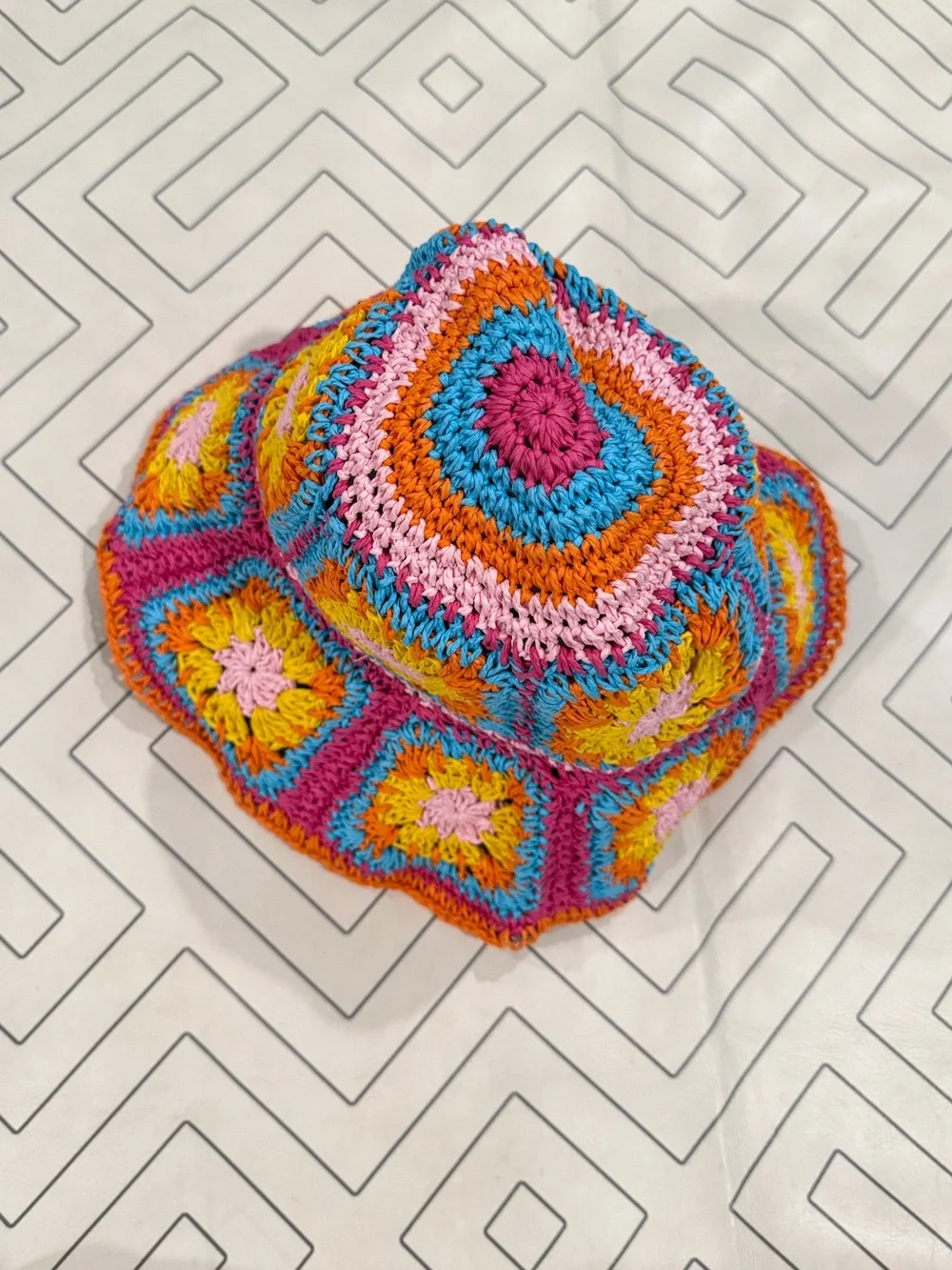 Colorful Straw Crochet Bucket Hat